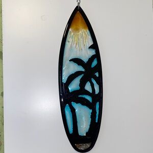 Tropical Surfboard with Palm Trees